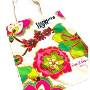 Lilly Pulitzer Pink and Green Floral Tote Bag 2011 Fashion Night Out